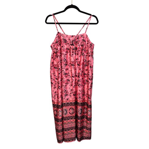 StitchDrop Midi Dress Medium Pink Summer Beach Casual Floral Bohemian Sundress - Picture 1 of 7
